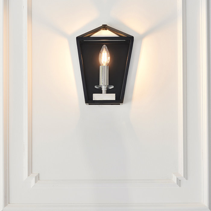 Nicholas - Black and Bright Nickel Lantern Wall Light