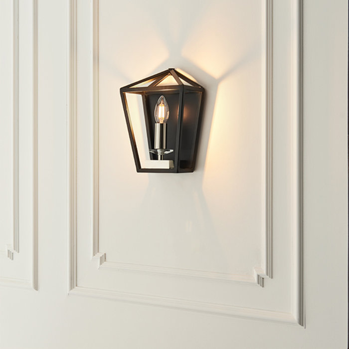 Nicholas - Black and Bright Nickel Lantern Wall Light