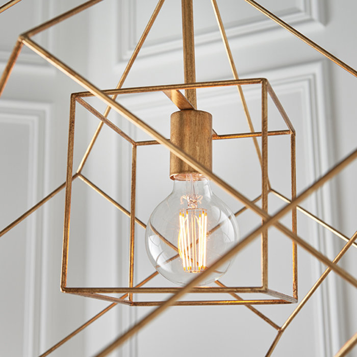 Ramshill - Large Gold Leaf Cage Single Pendant