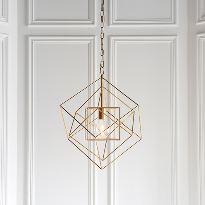 Ramshill - Medium Gold Leaf Cage Single Pendant