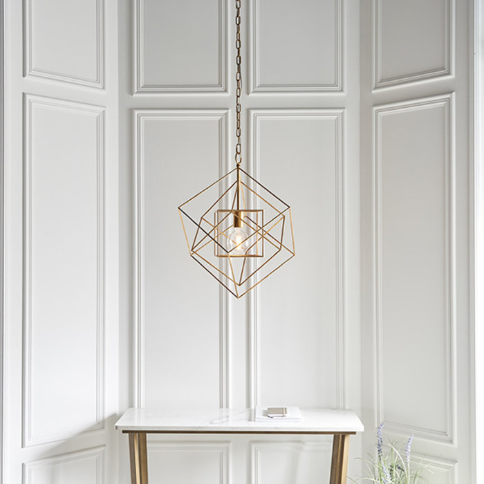 Ramshill - Medium Gold Leaf Cage Single Pendant