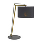 Robin - Modern Angular Arc Table Light with Black Shade - Matt Brass Robin - Modern Angular Arc Table Light with Black Shade - Matt Brass