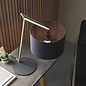 Robin - Modern Angular Arc Table Light with Black Shade - Matt Brass Robin - Modern Angular Arc Table Light with Black Shade - Matt Brass