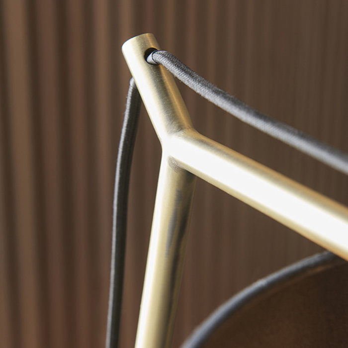 Robin - Modern Angular Arc Table Light with Black Shade - Matt Brass