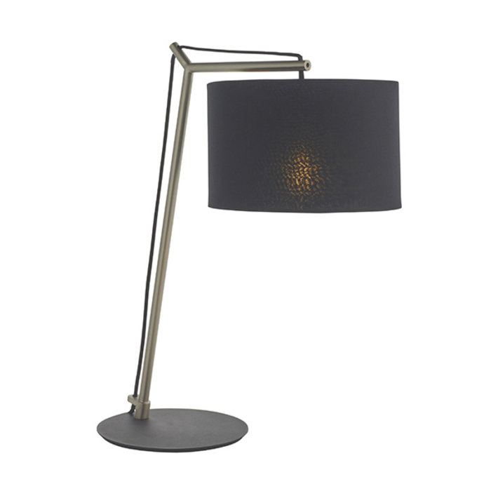 Robin - Modern Angular Arc Table Light with Black Shade - Matt nickel