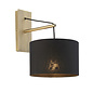 Robin - Modern Angular Arc Wall Light with Black Shade - Matt Brass