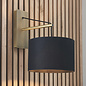 Robin - Modern Angular Arc Wall Light with Black Shade - Matt Brass