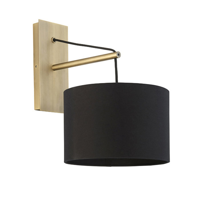 Robin - Modern Angular Arc Wall Light with Black Shade - Matt Brass