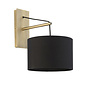 Robin - Modern Angular Arc Wall Light with Black Shade - Matt Brass