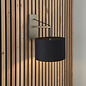 Robin - Modern Angular Wall Light with Black Shade - Matt nickel