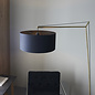 Robin - Large Modern Angular Arc Floor Light with Black Shade - Matt Brass