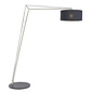 Robin - Modern Angular Arc Floor Light with Black Shade - Matt Nickel