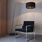 Robin - Modern Angular Arc Floor Light with Black Shade - Matt Nickel