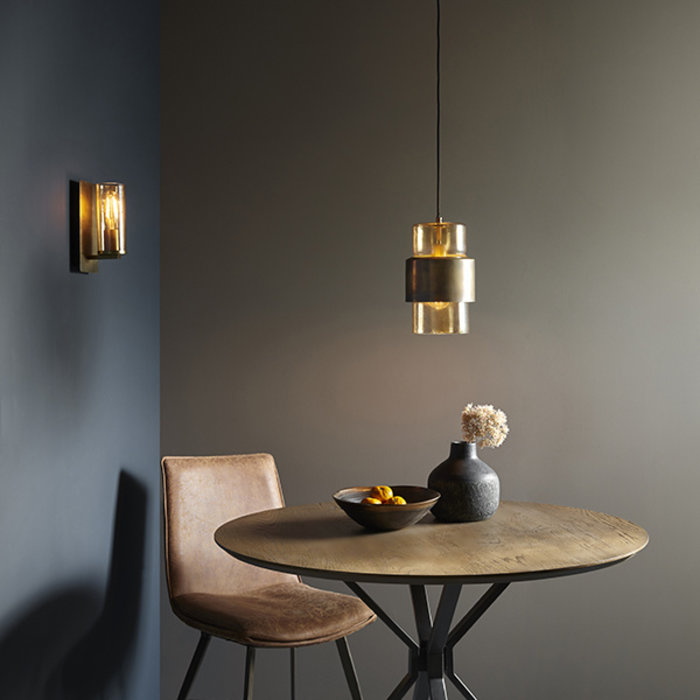 Malton - Luxury Industrial Antique Brass Patina Wall Light - Lightbox