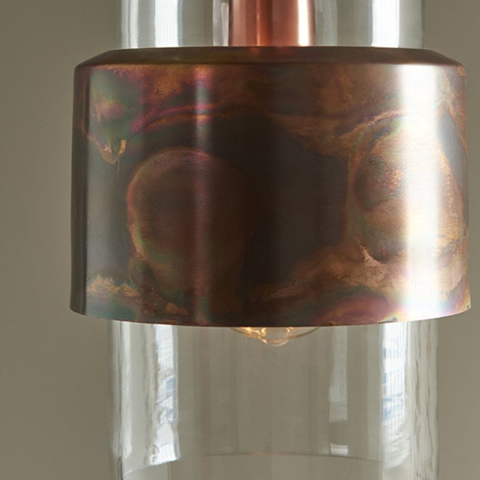 Malton - Industrial Glass Pendant with Copper Patina Ring