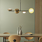 Harwood - Scandi Disc Bar Pendant with Opal Globes - Dark Bronze & Gold