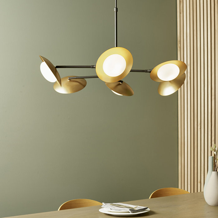 Harwood - Large Scandi Disc Feature Light with Opal Globe - Dark Bronze & Gold