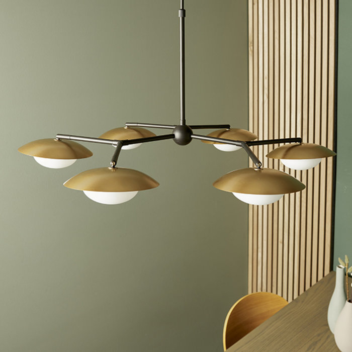 Harwood - Large Scandi Disc Feature Light with Opal Globe - Dark Bronze & Gold