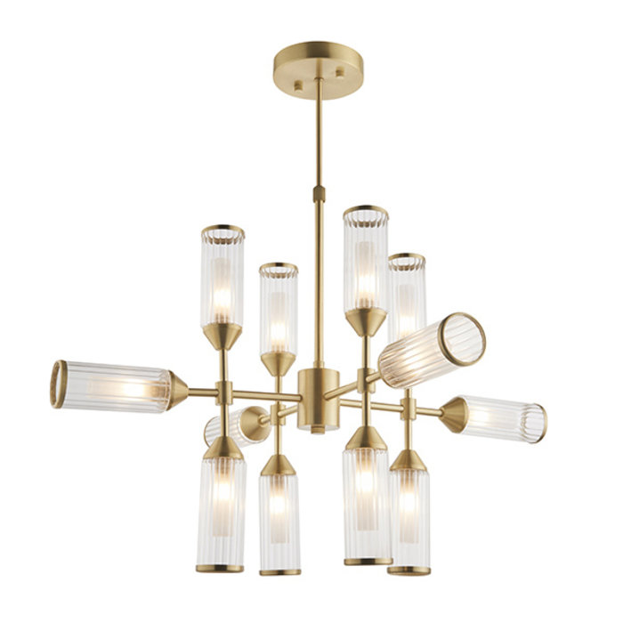 Beverley - Clear Reeded Glass  Feature Light - Satin Brass