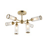 Beverley - Clear Reeded Glass Semi Flush Light - Satin Brass