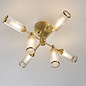 Beverley - Clear Reeded Glass Semi Flush Light - Satin Brass