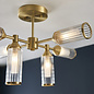 Beverley - Clear Reeded Glass Semi Flush Light - Satin Brass