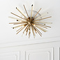 Welburn - Champagne Glass & Antique Brass Starburst Flush Ceiling Light