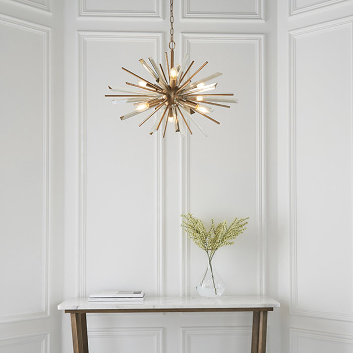 Welburn - Champagne Glass & Brass Starburst Feature Light