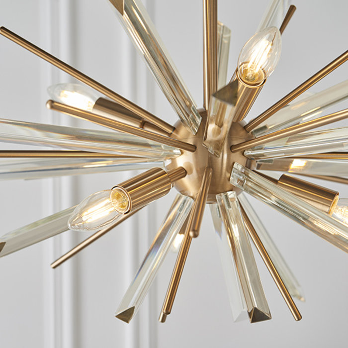 Welburn - Champagne Glass & Brass Starburst Feature Light