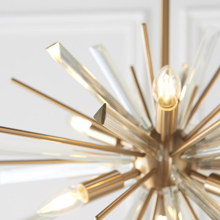 Welburn - Champagne Glass & Brass Starburst Feature Light