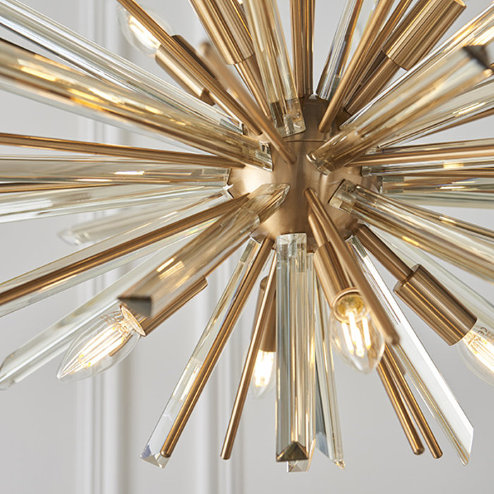 Welburn - Large Starburst Pendant with Champagne Glass Shards & Brass