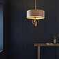 Crescent - Luxury Modern Drum Pendant - Gold Leaf & Mink