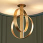 Crescent - Luxury Modern Drum Ceiling Light - Gold Leaf & Teal