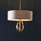 Crescent - Large Luxury Modern Drum Ceiling Light - Mink & Gold Leaf