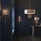 Crescent - Large Luxury Modern Drum Ceiling Light - Mink & Gold Leaf