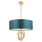 Crescent - Large Luxury Modern Drum Ceiling Light - Gold Leaf & Teal