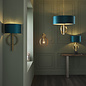 Crescent - Large Luxury Modern Drum Ceiling Light - Gold Leaf & Teal