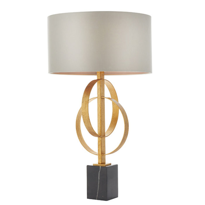 Crescent - Luxury Modern Circles Table Light with Teal Shade - Gold Leaf