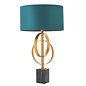 Crescent - Luxury Modern Circles Table Light with Teal Shade - Gold Leaf
