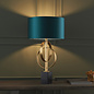 Crescent - Luxury Modern Circles Table Light with Teal Shade - Gold Leaf