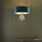 Crescent - Luxury Modern Drum Ceiling Light - Silver Leaf & Teal