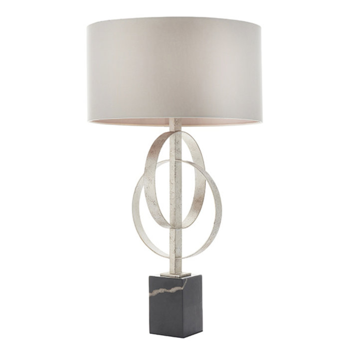 Crescent - Luxury Modern Circles Table Light with Mink Shade - Silver Leaf