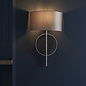 Crescent - Modern Luxury Circle Wall Light with Mink Shade - Silver Leaf