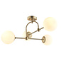 Scalby -  Mid Century Semi-Flush Ceiling Light with Opal Glass - Antique Brass