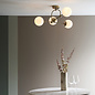 Scalby -  Mid Century Semi-Flush Ceiling Light with Opal Glass - Antique Brass