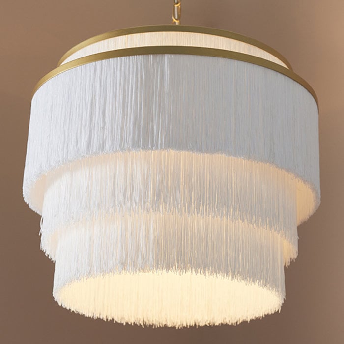 Brompton - Luxury Tiered White Fringe Feature Pendant - Large t