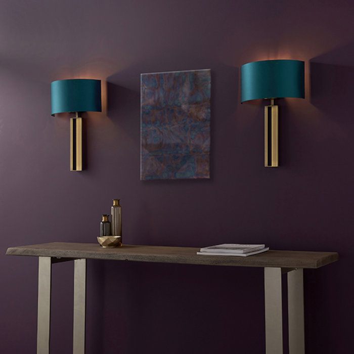 Vernon - Brass Modern Luxury Wall Light with Teal Shade