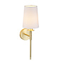 York - Brass Wall Light with White Shade