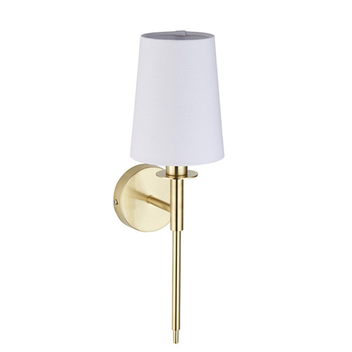 York - Brass Wall Light with White Shade