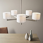 Bempton -  Large Modern Armed Chandelier with White Shades - Matt Nickel